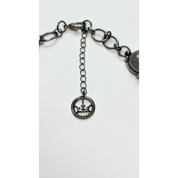 Trifari Gunmetal Gray Cabachon Faux Stone Statement Necklace - Picture 7 of 8